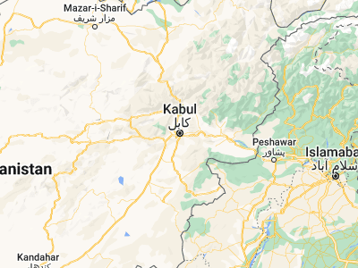 Map showing location of Kabul (34.52813, 69.17233)