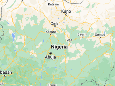 Map showing location of Kachia (9.86667, 7.95)