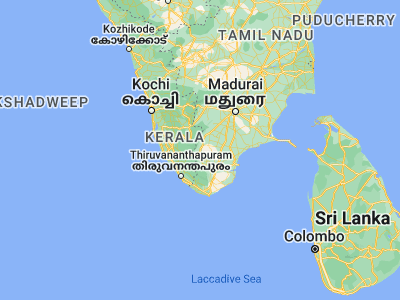 Map showing location of Kadayanallur (9.07277, 77.34152)
