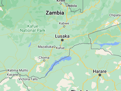 Map showing location of Kafue (-15.76911, 28.18136)