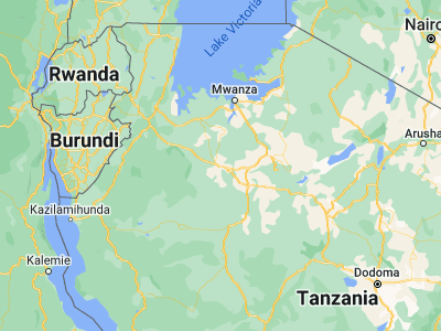 Map showing location of Kahama (-3.83333, 32.6)