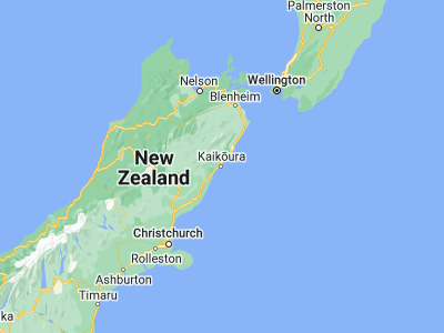 Map showing location of Kaikoura (-42.40749, 173.68132)