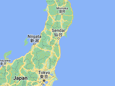 Map showing location of Kakuda (37.96667, 140.78333)