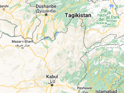 Map showing location of Kalafgān (36.77274, 69.945)