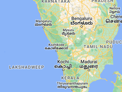 Map showing location of Kalpetta (11.61056, 76.08222)