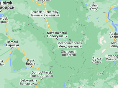 Map showing location of Kaltan (53.5347, 87.2457)