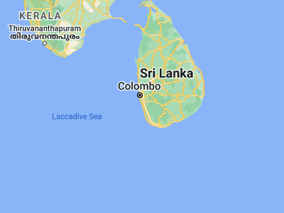 Map showing location of Kalutara (6.5831, 79.9593)