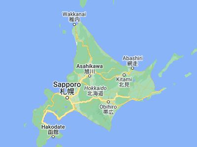 Map showing location of Kamikawa (43.84, 142.77111)