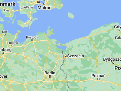 Map showing location of Kamminke (53.86667, 14.2)
