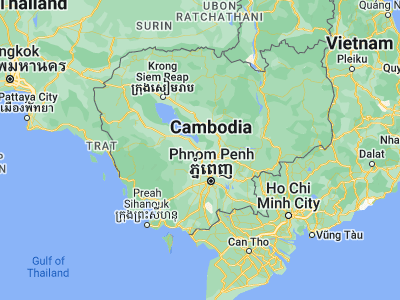 Map showing location of Kâmpóng Chhnăng (12.25, 104.66667)