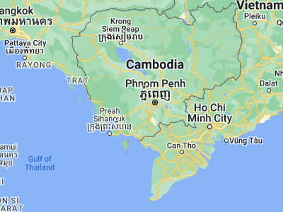 Map showing location of Kâmpóng Spœ (11.45332, 104.52085)