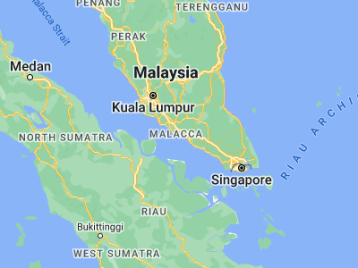 Map showing location of Kampung Ayer Molek (2.2139, 102.3278)