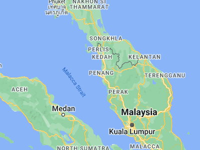 Map showing location of Kampung Sungai Ara (5.32699, 100.27348)