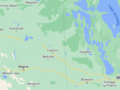 Map showing location of Kamsack (51.56668, -101.90093)