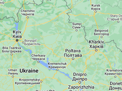 Map showing location of Kamyshnya (50.18587, 33.68401)