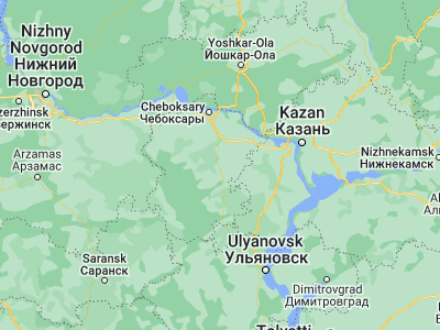 Map showing location of Kanash (55.50962, 47.49127)