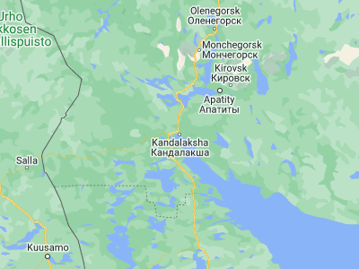Map showing location of Kandalaksha (67.162, 32.41229)