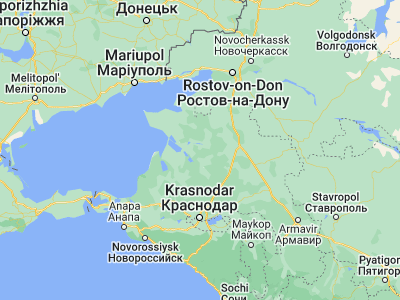 Map showing location of Kanevskaya (46.0849, 38.9596)