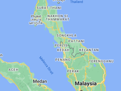 Map showing location of Kangar (6.4414, 100.19862)