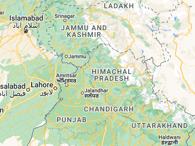 Map showing location of Kāngra (32.09087, 76.26074)