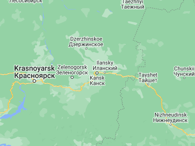Map showing location of Kansk (56.20167, 95.7175)