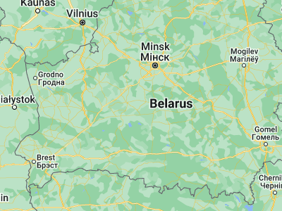 Map showing location of Kapyl’ (53.1516, 27.0913)