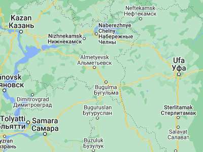 Map showing location of Karabash (54.693, 52.58359)