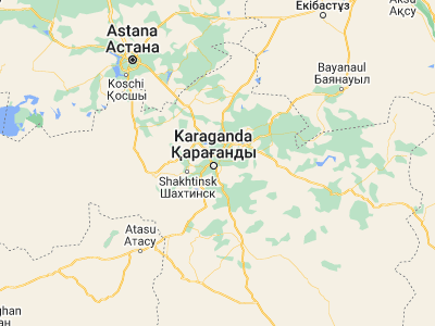 Map showing location of Karagandy (49.83333, 73.1658)
