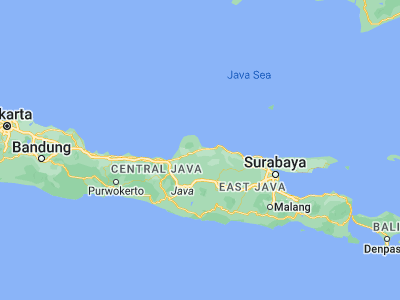 Map showing location of Karanganyar (-6.7072, 111.0834)