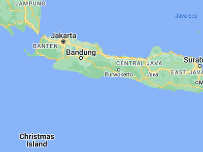 Map showing location of Karangbenda (-7.6917, 108.5108)