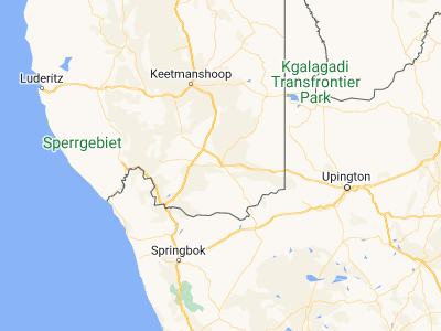 Map showing location of Karasburg (-28.01667, 18.75)