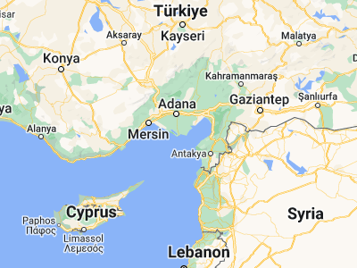 Map showing location of Karataş (36.58204, 35.37014)