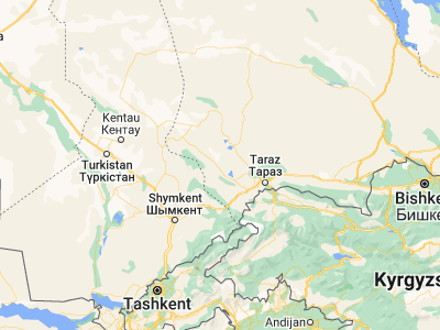Map showing location of Karatau (43.16667, 70.46667)