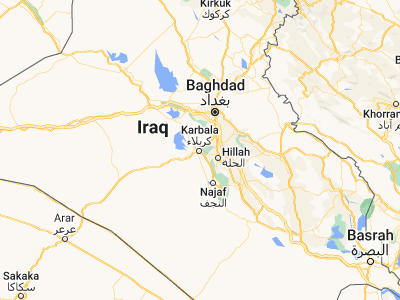 Map showing location of Karbala (32.61603, 44.02488)