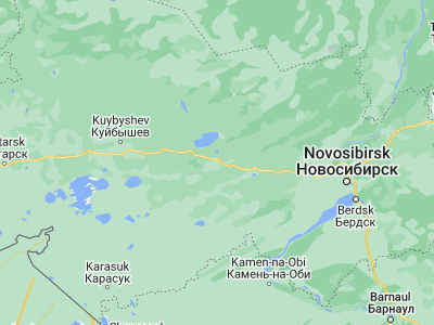 Map showing location of Kargat (55.19556, 80.28111)