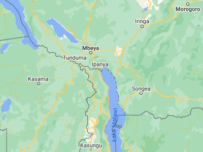 Map showing location of Karonga (-9.93333, 33.93333)