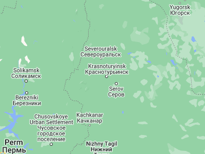 Map showing location of Karpinsk (59.7703, 59.9964)