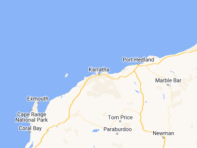 Map showing location of Karratha (-20.73765, 116.84629)