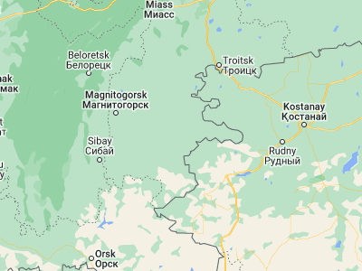 Map showing location of Kartaly (53.05285, 60.64903)
