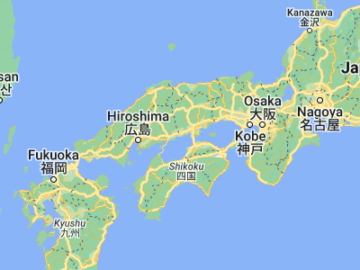 Map showing location of Kasaoka (34.5, 133.5)