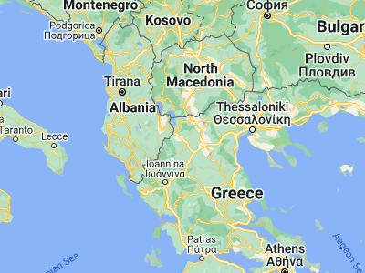 Map showing location of Kastoriá (40.51667, 21.26667)