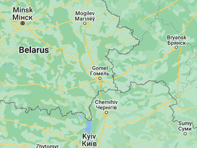 Map showing location of Kastsyukowka (52.5387, 30.9173)