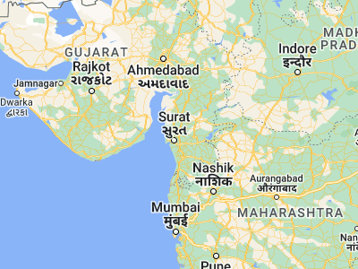 Map showing location of Kāthor (21.3, 72.93333)