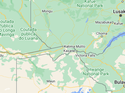 Map showing location of Katima Mulilo (-17.5, 24.26667)