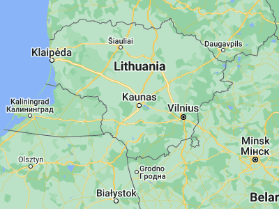 Map showing location of Kaunas (54.9, 23.9)