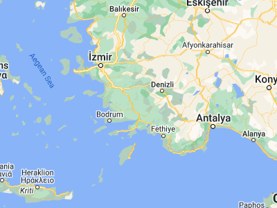 Map showing location of Kavaklıdere (37.44463, 28.36276)