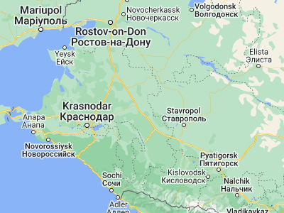 Map showing location of Kavkazskaya (45.4453, 40.6765)