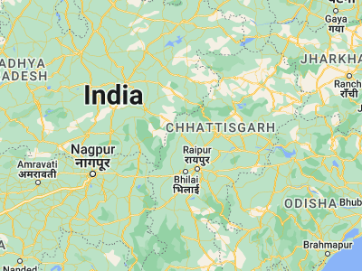 Map showing location of Kawardha (22.01667, 81.25)