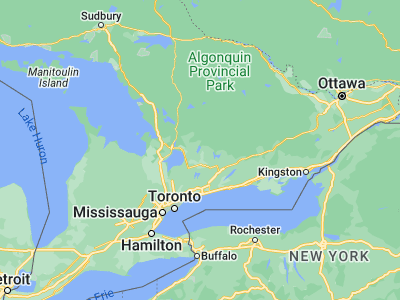 Map showing location of Kawartha Lakes (44.58342, -78.83288)