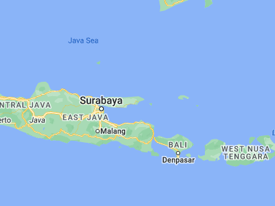 Map showing location of Kebunkelapa (-7.0437, 113.9281)